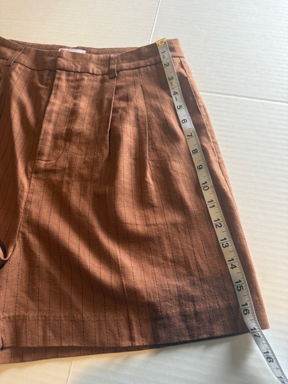 Steve Madden Rust Pinstripe High-Rise Shorts S - Picture 10 of 11